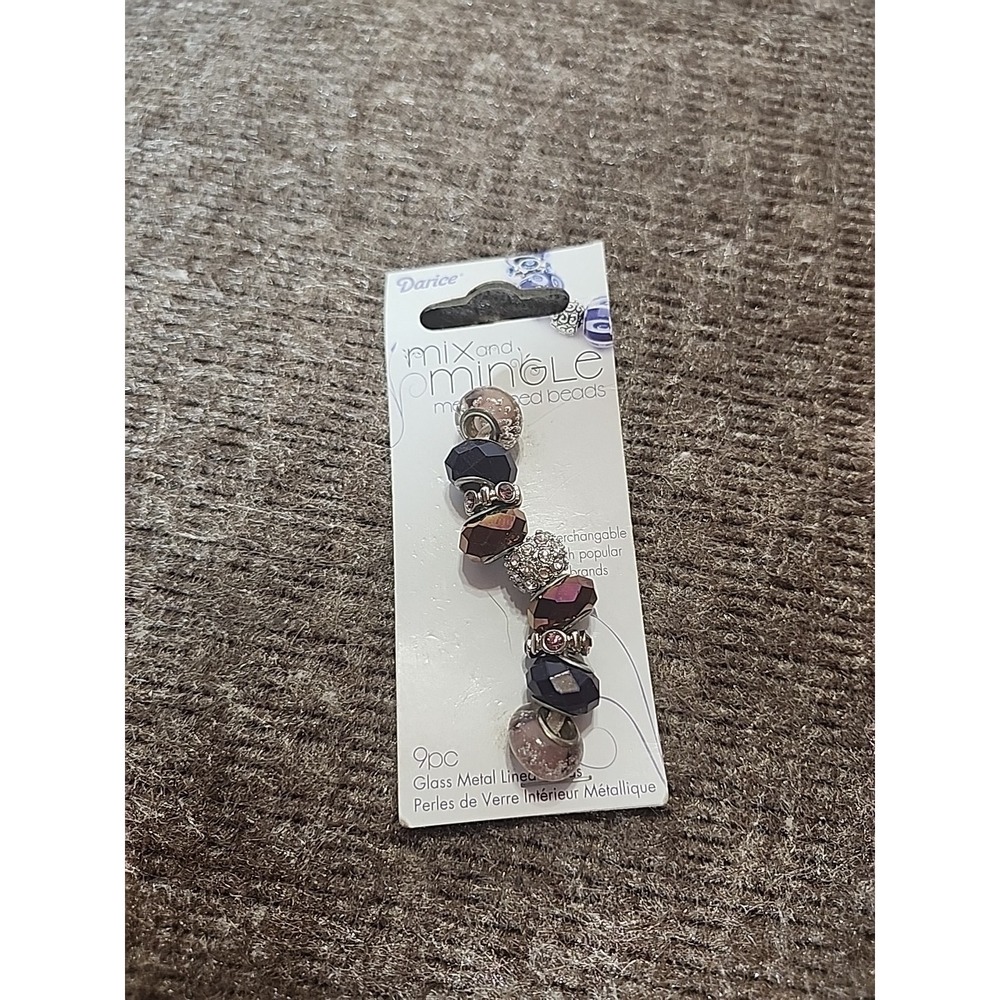 Darice Mix and Mingle Metal Lined Beads‎ 1999-2725 Amethyst, NEW Purple 9 Piece